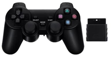 Trådlös handkontroll till Playstation 2 och PS1 (svart)