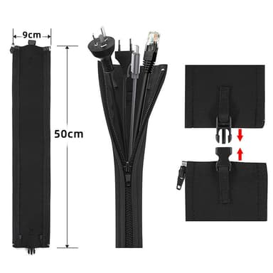 Cord Organizer System Kabelhanteringshylsa med spänne 4-delad