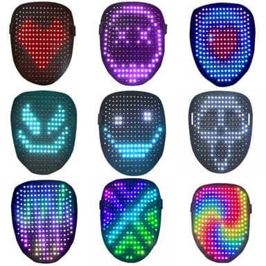 LED-mask Gest Ansiktsförändrande glödande mask Halloween Party