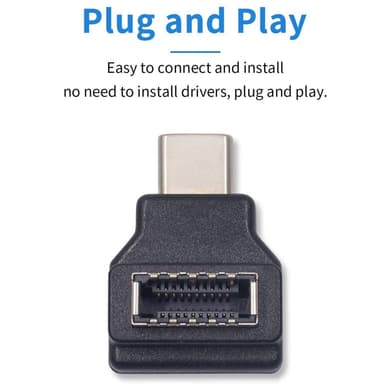NÖRDIC Type E hona till USB-C hane 90 graders vinklad adapter
