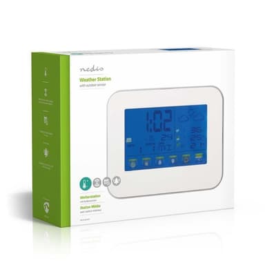 Nedis Väderstation | Inomhus & utomhus | Inklusive trådlös vädersensor | Väderprognos | Tidsdisplay | Färg LCD Display | Alarmklockfunktion