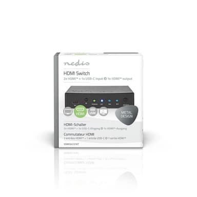 Nedis HDMI ™ Switch | 3-Port port(s) | 1x USB-C™ / 2x HDMI™ Ingång | 1x HDMI™ utgång | 4K@60Hz | 18.0 Gbps | Metall | Antracit
