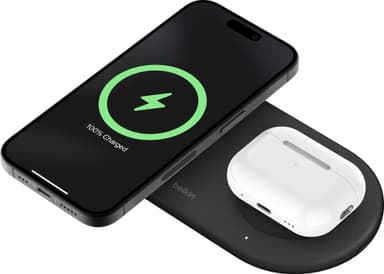 Belkin BoostCharge Pro 2in1 Magnetic Qi2 trådlös laddare (svart)