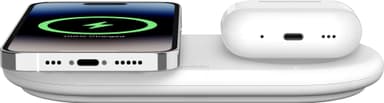 Belkin BoostCharge Pro 2in1 Magnetic Qi2 trådlös laddare (vit)