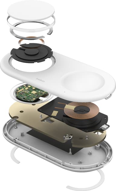 Belkin BoostCharge Pro 2in1 Magnetic Qi2 trådlös laddare (vit)