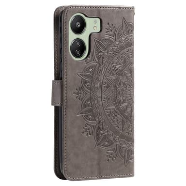 SKALO Xiaomi Redmi 13C 4G Mandala Plånboksfodral - Grå