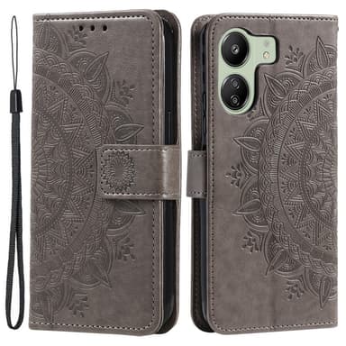SKALO Xiaomi Redmi 13C 4G Mandala Plånboksfodral - Grå