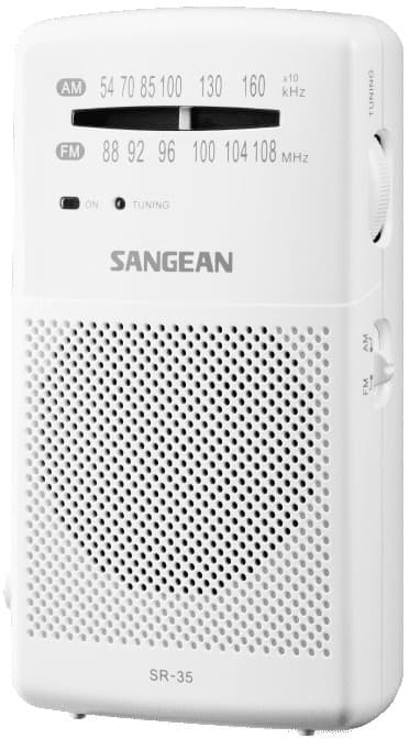 Sangean SR-35 bärbar analog radio (vit)