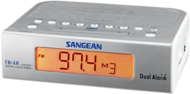 Sangean RCR-5 Klockradio FM, AM AUX Silver, Vit