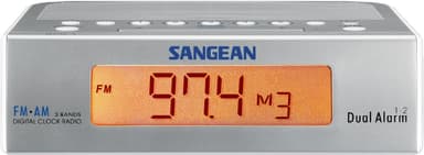 Sangean RCR-5 Klockradio FM, AM AUX Silver, Vit