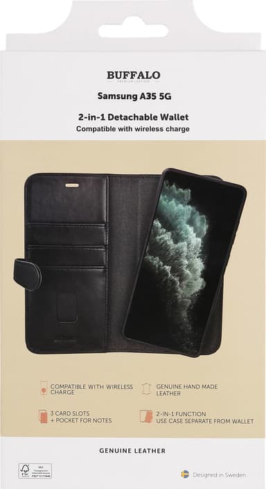 Buffalo 2in1 Samsung Galaxy A35 5G plånboksfodral (svart)