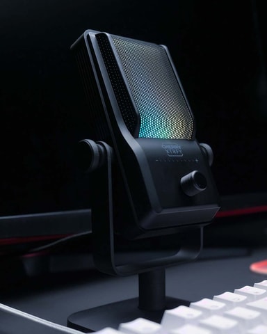 CHERRY XTRFY NGALE R, Premium USB-Microfoon voor Opnemen, Gamen en Streamen, Cardioïde, Plug & Play, Low-Cut Filter, RGB-Verlichting, Retro-Ontwerp, Zwart