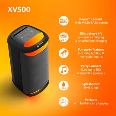 Sony SRS-XV500 trådlös partyhögtalare (svart)