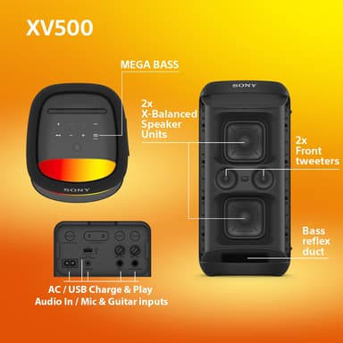 Sony SRS-XV500 trådlös partyhögtalare (svart)