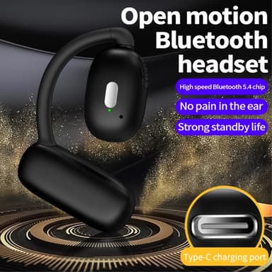 Single Ear Hook Hörlur Bluetooth 5.4 Stereo Headphone - Svart