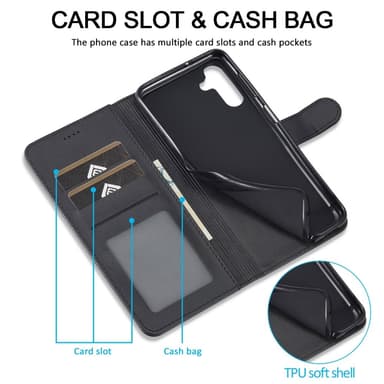 LC.IMEEKE Wallet Case till Samsung Galaxy A15 - Svart