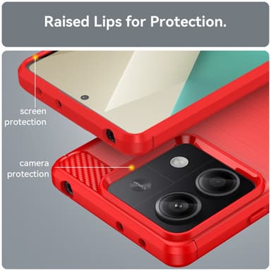 SKALO Xiaomi Redmi Note 13 5G Armor Carbon Stöttåligt TPU-skal - Röd