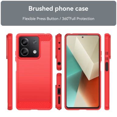 SKALO Xiaomi Redmi Note 13 5G Armor Carbon Stöttåligt TPU-skal - Röd
