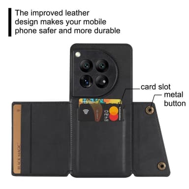 SKALO OnePlus 12 5G PU Läder Skal med Plånbok - Svart