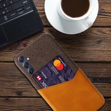 SKALO Samsung A15 5G Premium PU-Läder Korthållare Skal - Brun