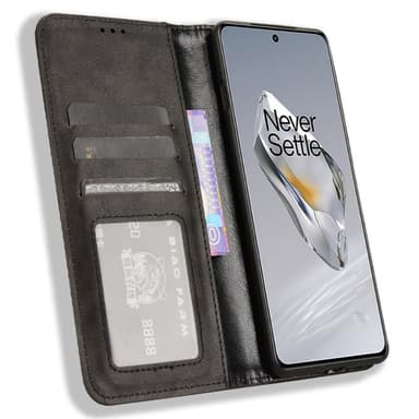 SKALO OnePlus 12R 5G Embossed Premium Plånboksfodral - Svart