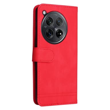 SKALO OnePlus 12R 5G Plånboksfodral i PU-Läder - Röd