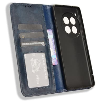 SKALO OnePlus 12R 5G Embossed Premium Plånboksfodral - Blå