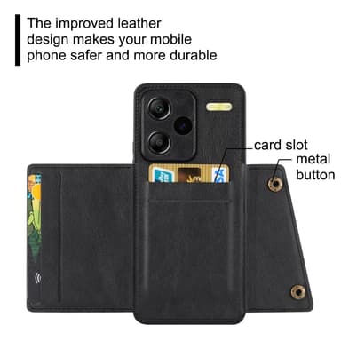 SKALO Xiaomi Redmi Note 13 Pro+ PU-Läder Korthållare Skal - Grå