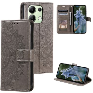 SKALO Xiaomi Redmi Note 13 4G Mandala Plånboksfodral - Grå
