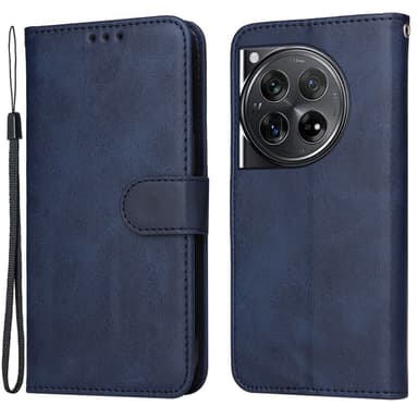 SKALO OnePlus 12 5G PU-Läder Plånboksfodral - Blå