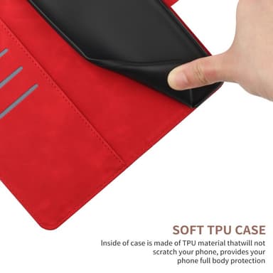 SKALO Motorola Moto G04 Embossed Plånboksfodral i PU-Läder - Röd