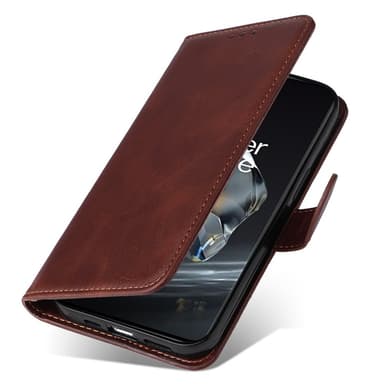 SKALO OnePlus 12 5G PU-Läder Plånboksfodral - Brun