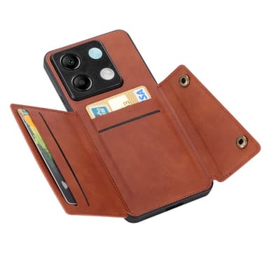 SKALO Xiaomi Redmi Note 13 Pro 5G PU Läder Skal med Plånbok - Brun