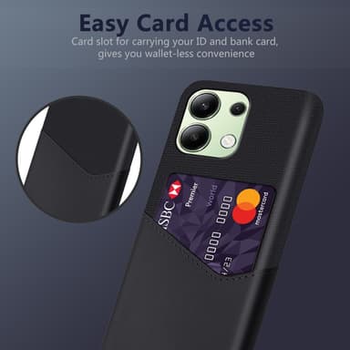 SKALO Xiaomi Redmi Note 13 4G Premium PU-Läder Korthållare Skal - Svart