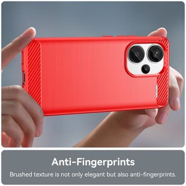 SKALO Xiaomi Redmi Note 13 Pro+ Armor Carbon Stöttåligt TPU-skal - Röd