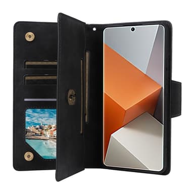 SKALO Xiaomi Redmi Note 13 Pro+ 10-FACK Plånboksfodral - Svart