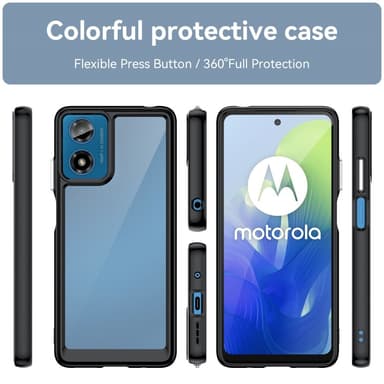 SKALO Motorola Moto G04 Shockproof Clear Hybrid Skal - Svart