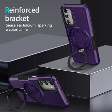 SKALO Samsung A15 5G Armor Hybrid Metallring skal - Mörklila