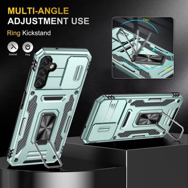 SKALO Samsung A15 4G Armor Hybrid Metallring Kameraslider - Grön