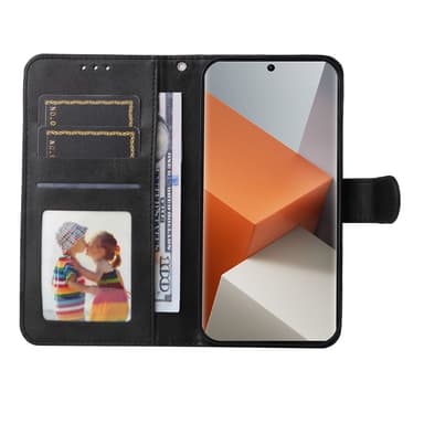 SKALO Xiaomi Redmi Note 13 Pro+ PU-Läder Plånboksfodral - Svart