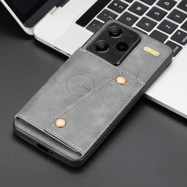 SKALO Xiaomi Redmi Note 13 Pro+ PU-Läder Korthållare Skal - Grå