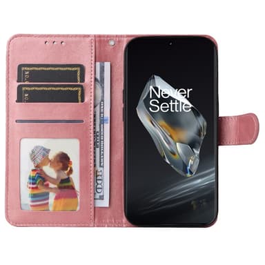 SKALO OnePlus 12R 5G PU-Läder Plånboksfodral - Rosa