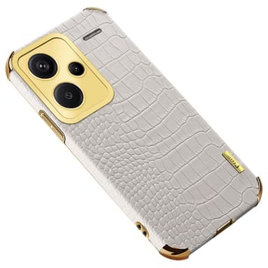 SKALO Xiaomi Redmi Note 13 Pro+ Krokodil Guldkant Skal - Vit
