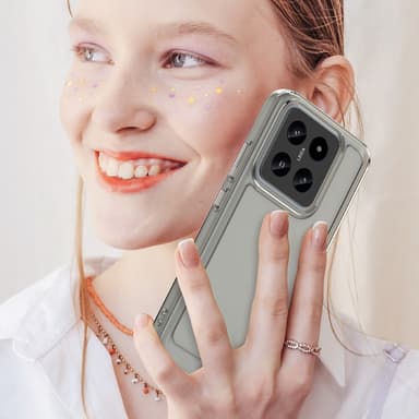 SKALO Xiaomi 14 5G Transparent TPU Metalknappar Skal - Grå