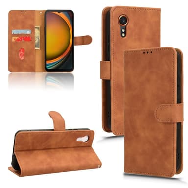 SKALO Samsung Xcover 7 Matt PU-Läder Plånboksfodral - Brun