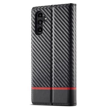SKALO Samsung A15 4G LC.IMEEKE Carbon Fiber Plånboksfodral i PU-Läder - Svart
