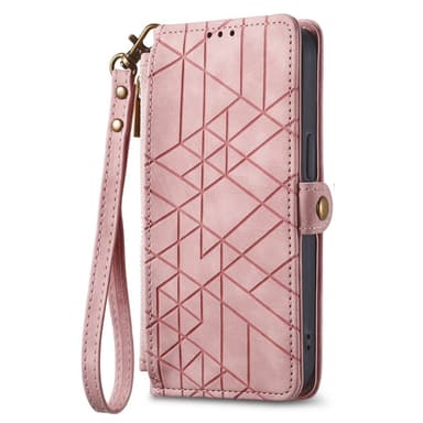 SKALO Xiaomi Redmi Note 13 5G Embossed Plånboksfodral i PU-Läder med Dragkedja - Rosa
