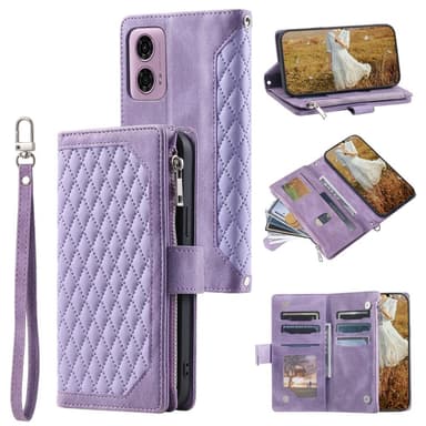 SKALO Motorola Moto G04 Big Wallet Quiltat Plånbok - Lila
