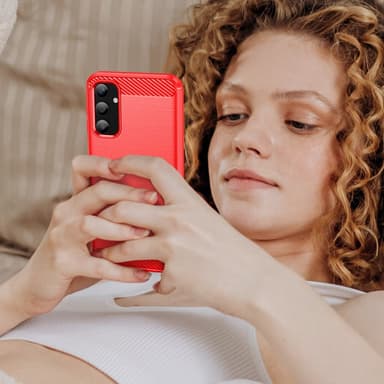 SKALO Samsung A25 5G Armor Carbon Stöttåligt TPU-skal - Röd