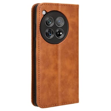 SKALO OnePlus 12R 5G Embossed Premium Plånboksfodral - Brun